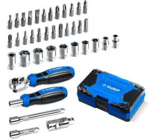 Набор отвертка с битами и головками Зубр 25180 39 предметов