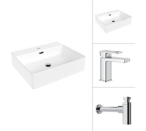 Умывальник Lauter 21478 + Cascade 21СК655C с сифоном 21635CH хром