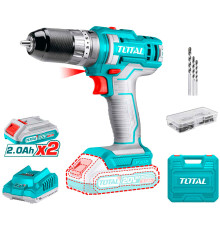 Ударная дрель-шуруповерт Total TIDLI201452 с 2-мя АКБ, кейс, набор оснастки
