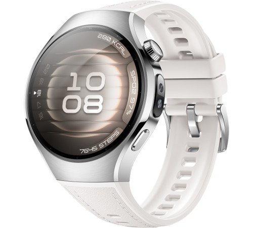 Умные часы Huawei Watch 5 42 мм серебристый, с белым силиконовым ремешком, международная версия