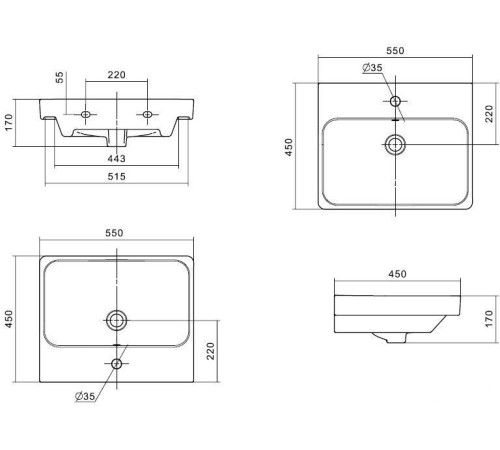 Умывальник Santek Адриана-55 1.WH50.1.620