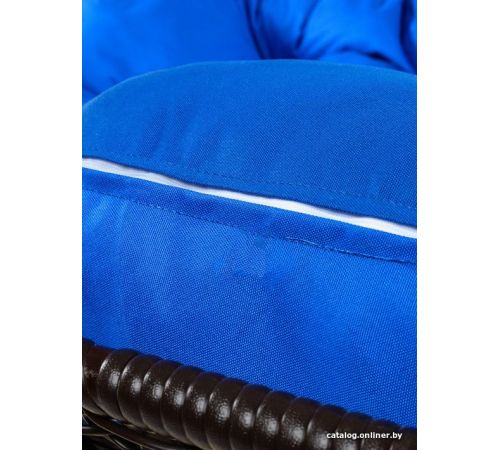 Подвесной диван M-Group Лежебока 11180210 с коричневым ротангом/синяя подушка