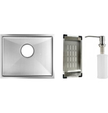 Кухонная мойка Schtoff Undermount Best Decor Silver 5545 + коландер K-1 BLACK + дозатор SD-1 SILVER