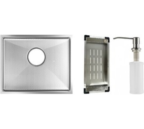 Кухонная мойка Schtoff Undermount Best Decor Silver 5545 + коландер K-1 BLACK + дозатор SD-1 SILVER
