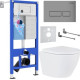 Унитаз подвесной Roxen Antares One Rimless 6 в 1 StounFix Dual Fresh 605017 кнопка: матовая