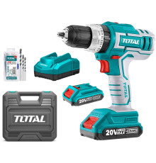 Ударная дрель-шуруповерт Total TIDLI20031 с 2-мя АКБ, кейс, набор оснастки