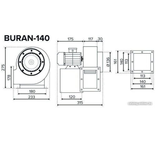 Радиальный вентилятор ERA Pro Buran 140 2K M L