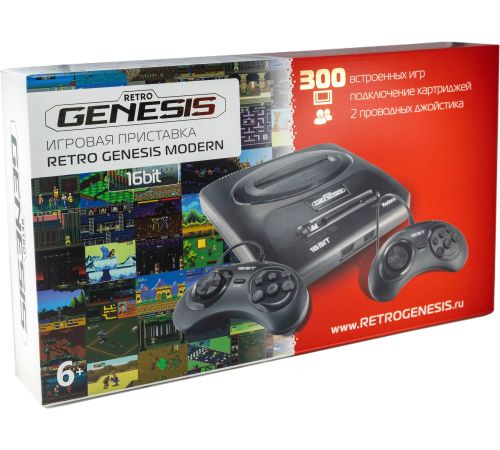 Игровая приставка Retro Genesis Modern 2 проводных геймпада, 300 игр