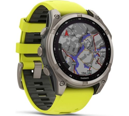 Умные часы Garmin Fenix 8 Solar, Sapphire 47мм титановый серый с желтым ремешком