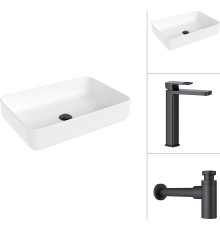 Умывальник Lauter 21487-50 + Cascade 21СК0655BS с сифоном 21635B черный матовый