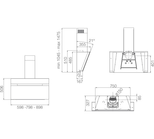 Кухонная вытяжка Elica Stripe Lux @ WH/A/60