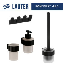 Набор аксессуаров для ванной Lauter 21TS3019 + 21TS3021 + 21TS3009 + 21TS3023 Matt Black, 4 предмета