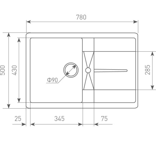 Кухонная мойка Zigmund & Shtain Rechteck 780 молодое шампанское