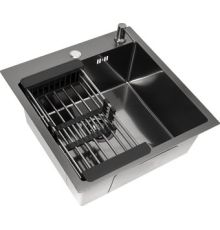 Кухонная мойка Basic CL DS Decor 50x50 черный, коландер, дозатор