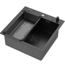Кухонная мойка ARFEKA Eco AR мойка 500*500 POP-UP, коландер G, дозатор BLACK