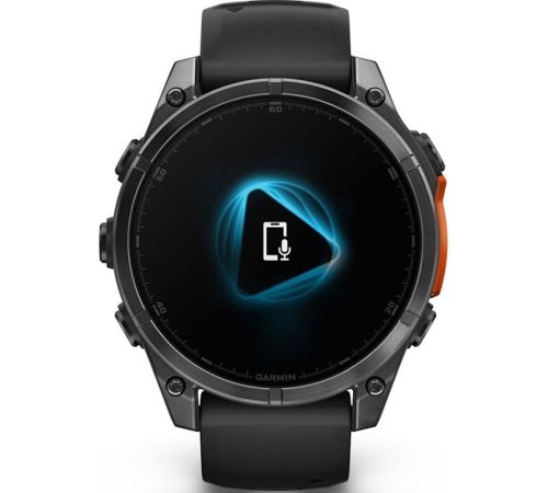 Умные часы Garmin Fenix 8 47мм серый, черный силиконовый ремешок