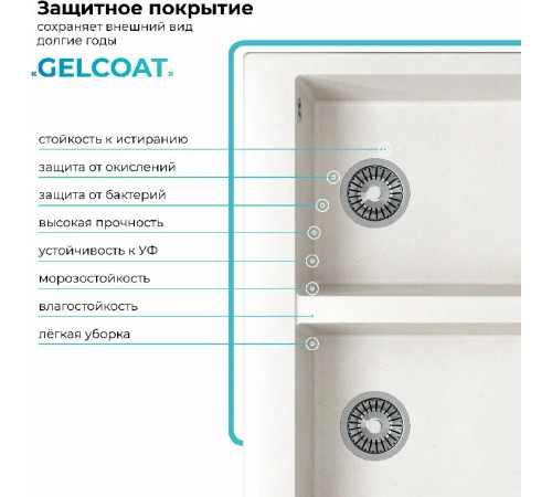 Кухонная мойка Polygran Brig 790 белый хлопок