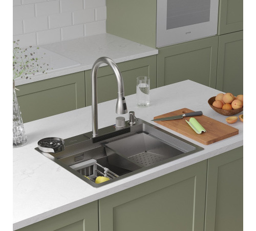Кухонная мойка Roxen Stage Plus 560250-60-S многофункциональная 8 в 1 60*48/текстурный сатин