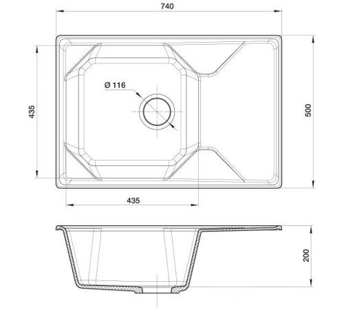 Кухонная мойка GranFest GF-U-740L белый