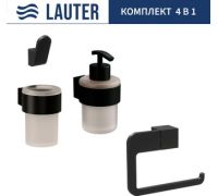 Набор аксессуаров для ванной Lauter 21TS3019 + 21TS3021 + 21TS3011 + 21TS3015 Matt Black, 4 предмета