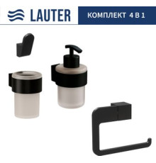 Набор аксессуаров для ванной Lauter 21TS3019 + 21TS3021 + 21TS3011 + 21TS3015 Matt Black, 4 предмета