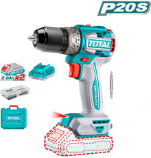 Дрель-шуруповерт Total TDLI20602 с 2-мя АКБ, кейс, оснастка