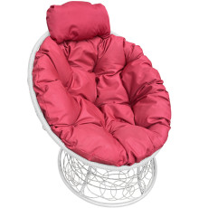 Кресло M-Group Папасан мини 12070106 белый ротанг/красная подушка