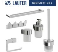 Набор аксессуаров для ванной Lauter 21TS3018 + 21TS3020 + 21TS3008 + 21TS3014 + 21TS3001 + 21TS3022 Chrome, 6 предметов