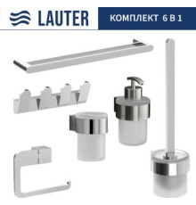 Набор аксессуаров для ванной Lauter 21TS3018 + 21TS3020 + 21TS3008 + 21TS3014 + 21TS3001 + 21TS3022 Chrome, 6 предметов