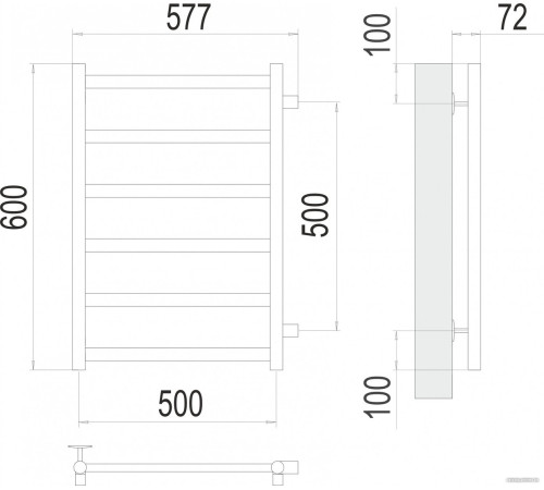 Полотенцесушитель TERMINUS Аврора П6 500x600 бп сатин