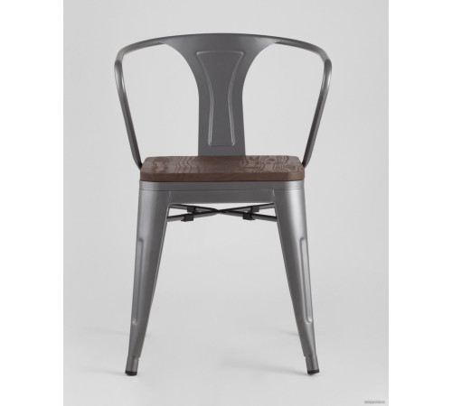 Стул с подлокотниками Stool Group Tolix ARM wood c подлокотниками серебристый