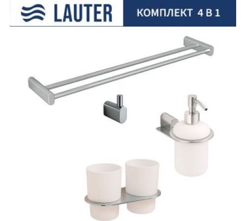 Набор аксессуаров для ванной Lauter 21SH2081 + 21SH42091 + 21SH2091 + 21SH42021 Chrome, 4 предмета