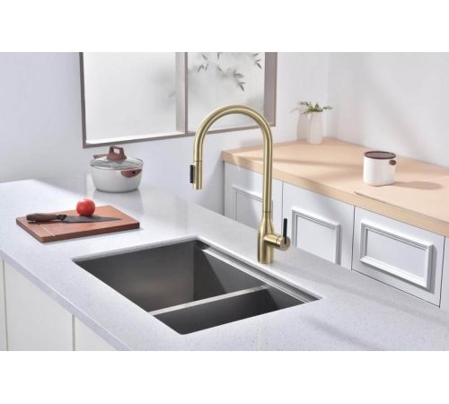 Смеситель Paulmark Iniversal Un213880-LG золото/светлое брашированное золото