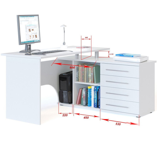 Компьютерный стол Сокол КСТ-109 правый дуб сонома/белый