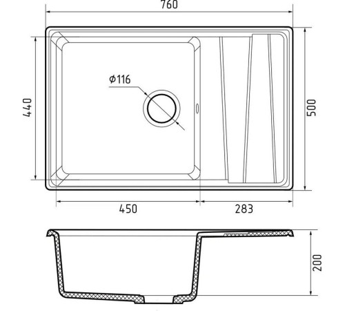 Кухонная мойка GranFest GF-LV-760L кашемир
