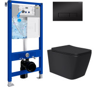 Унитаз подвесной Lauter Magdeburg 21103EC + 21901002 кнопка узкая, черный