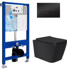 Унитаз подвесной Lauter Magdeburg 21103EC + 21901002 кнопка узкая, черный