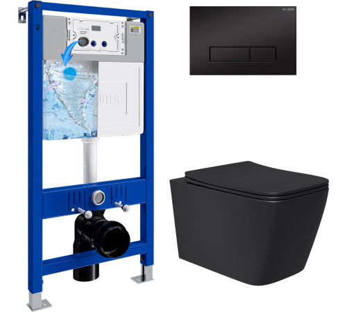 Унитаз подвесной Lauter Magdeburg 21103EC + 21901002 кнопка узкая, черный
