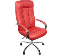 Офисное кресло Деловая обстановка Атлант Хром красный, кожа люкс