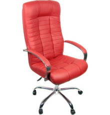 Офисное кресло Деловая обстановка Атлант Хром красный, кожа люкс