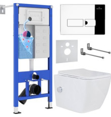 Унитаз подвесной Roxen Cube Bidet One Rimless 6 в 1 StounFix Dual Fresh 596716 кнопка: хром