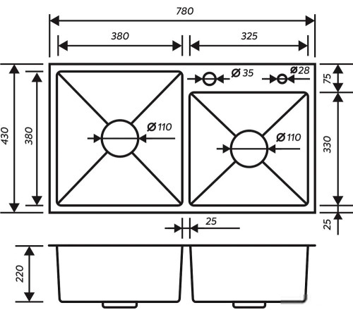 Кухонная мойка РМС MR-7843