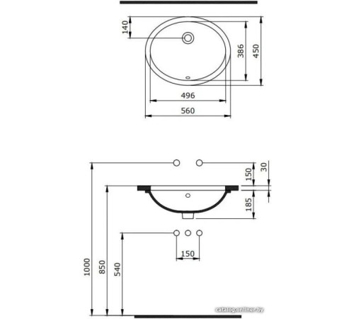 Умывальник Berges Wasserhaus Ego 56 181007