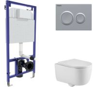 Унитаз подвесной Berges Wasserhaus Tornas Rimless + Visam Slim 525 EX-043414 с кнопкой, с сиденьем