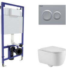 Унитаз подвесной Berges Wasserhaus Tornas Rimless + Visam Slim 525 EX-043414 с кнопкой, с сиденьем