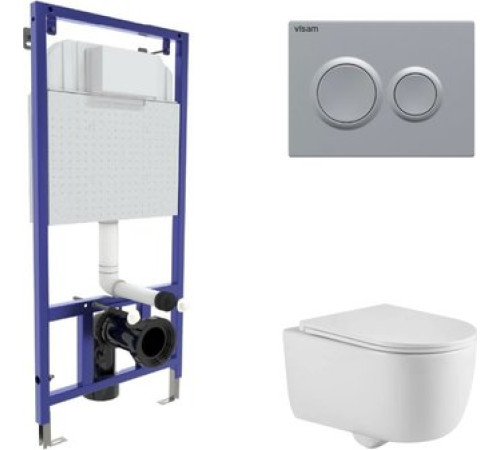 Унитаз подвесной Berges Wasserhaus Tornas Rimless + Visam Slim 525 EX-043414 с кнопкой, с сиденьем