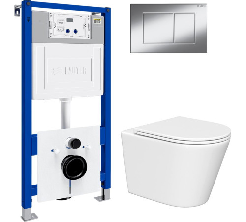Унитаз подвесной Lauter Longer 2110822 с кнопкой 219701J прямоугольная, хром