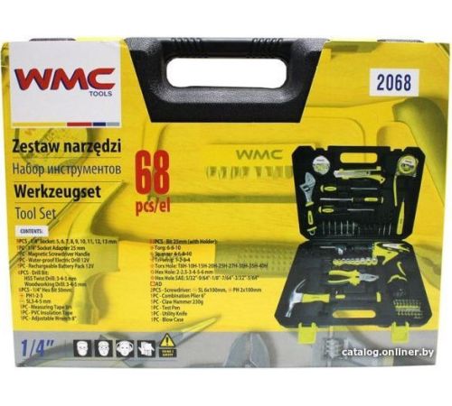 Дрель-шуруповерт WMC Tools 2068 с 2-мя АКБ, кейс, набор оснастки