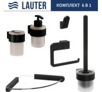 Набор аксессуаров для ванной Lauter 21TS3019 + 21TS3021 + 21TS3011 + 21TS3015 + 21TS3008 + 21TS3023 Matt Black, 6 предметов