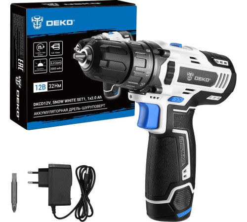 Дрель-шуруповерт Deko DKCD12V Snow White Set1 083-1106 с 1-им АКБ